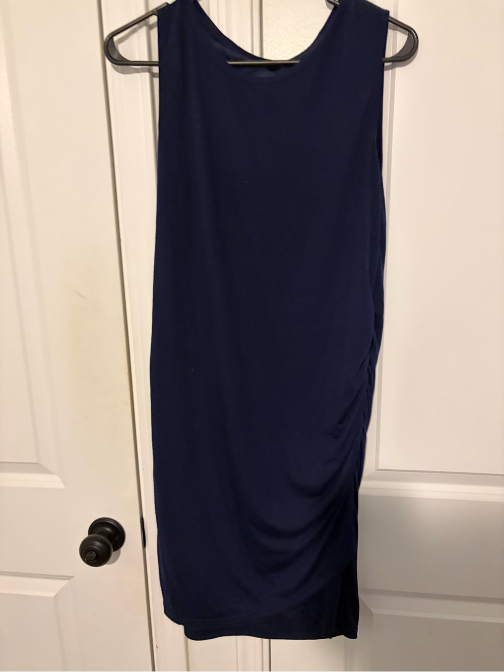 Sleeveless Navy Ruched Side Bodycon Dress